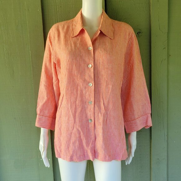 Tunique Femme Chico's Taille US 12 - Orange Paisley Bohème 100% Lin
